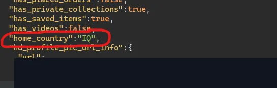 The home_country field in the user info response.